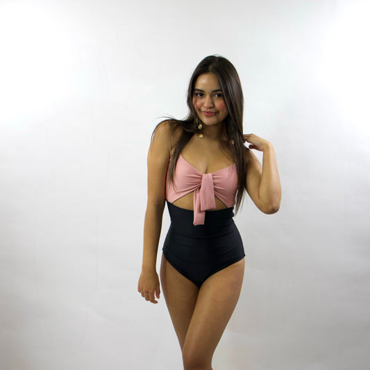 Coquette Glam Satin One-Piece  Nude