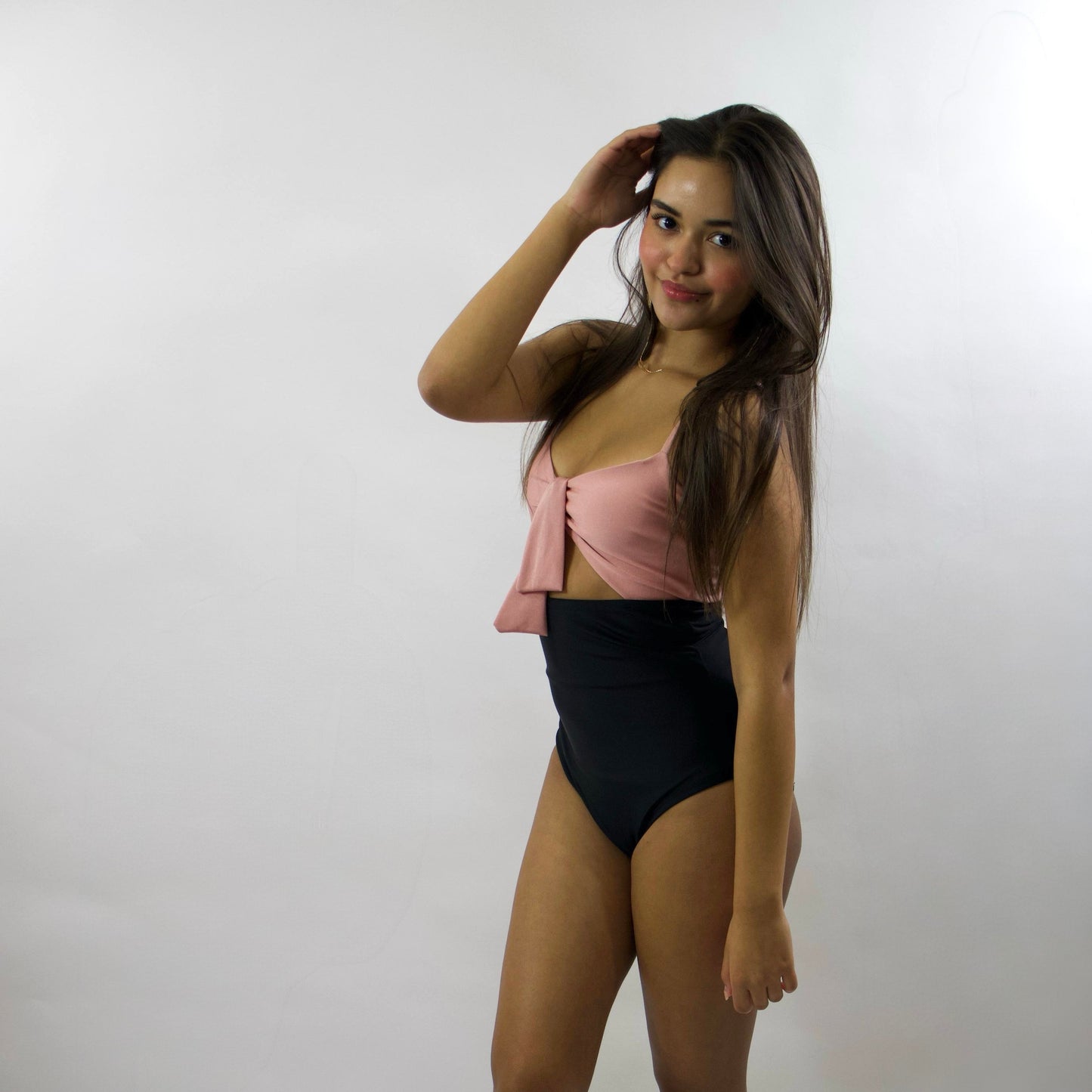 Coquette Glam Satin One-Piece  Nude